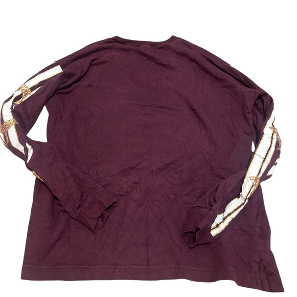 PINK Victoria’s Secret Bling Sequin Logo Long Sleeve Tee | Maroon & Gold Medium - Picture 2 of 5